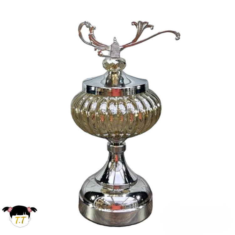 بانکه تاج دار کریستالی رنگ سیلور سایز کوچک کد7071