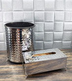 سطل و جا دستمال کاغذی استیل سیلور