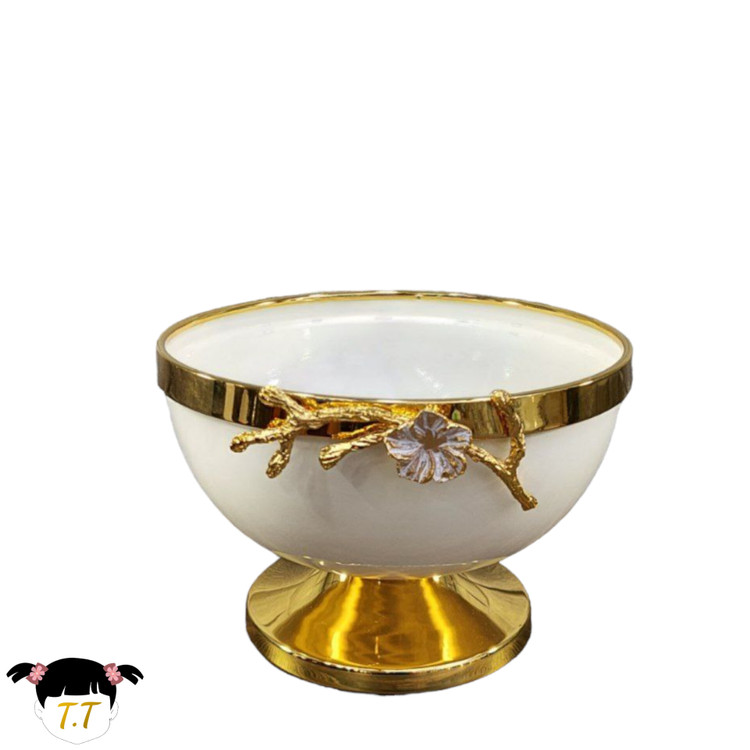 میوه خوری پایه دار طلایی طرح گل