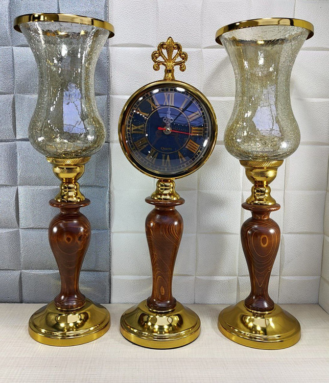 ست ساعت و شمعدان پایه دار رومیزی