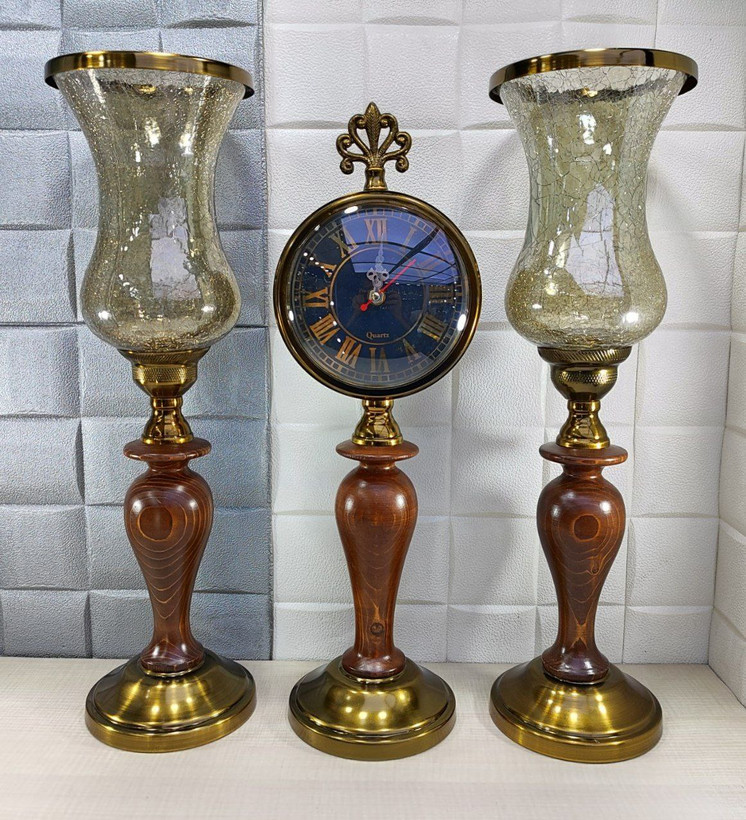 ست ساعت و شمعدان پایه دار رومیزی