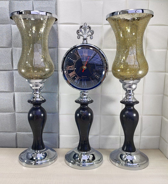 ست ساعت و شمعدان پایه دار رومیزی