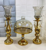 شمعدان و کاپ کیک پایه دار فلزی رنگ طلایی