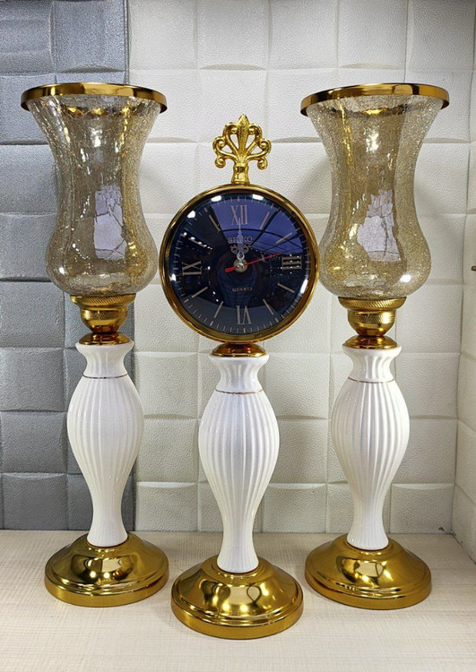 ست ساعت و شمعدان پایه دار رومیزی