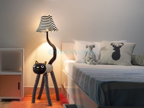آباژور پارچه ای عروسکی کنار اتاقی کودک طرح گربه کد2214