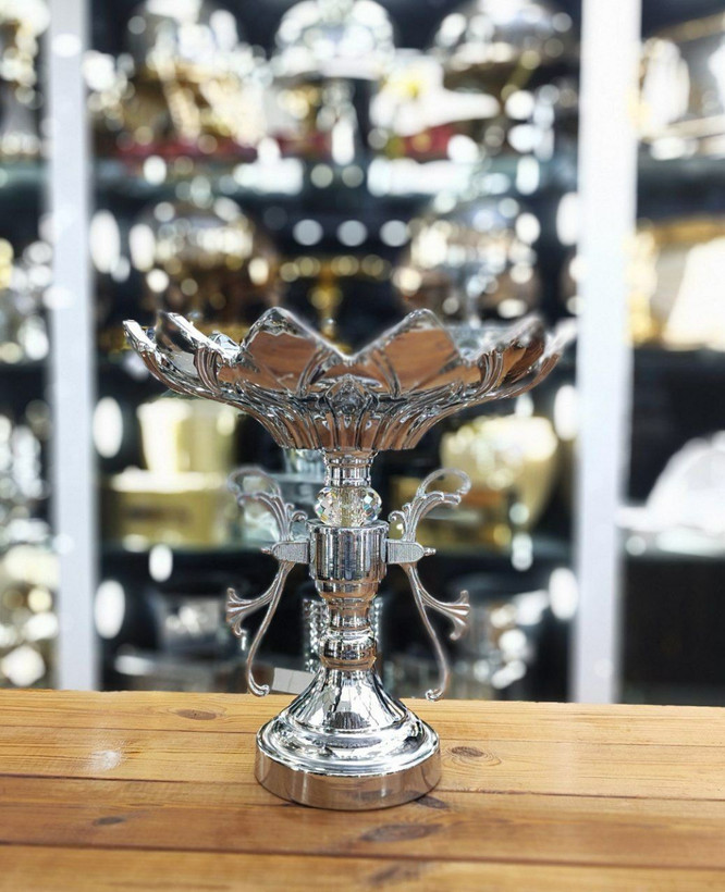 میوه خوری بلور سیلور کروم آینه ای مدل ورسای کد10180
