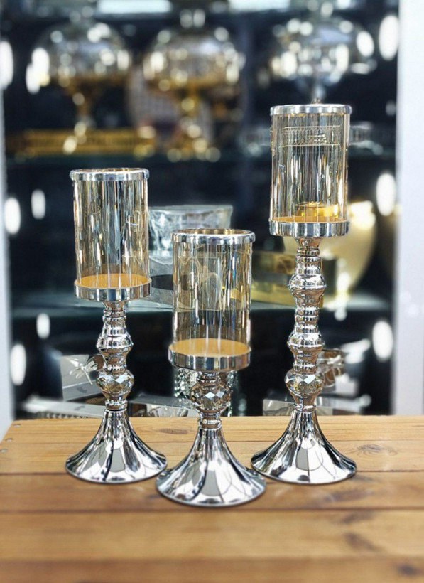 ست شمعدان رومیزی سیلور فلزی