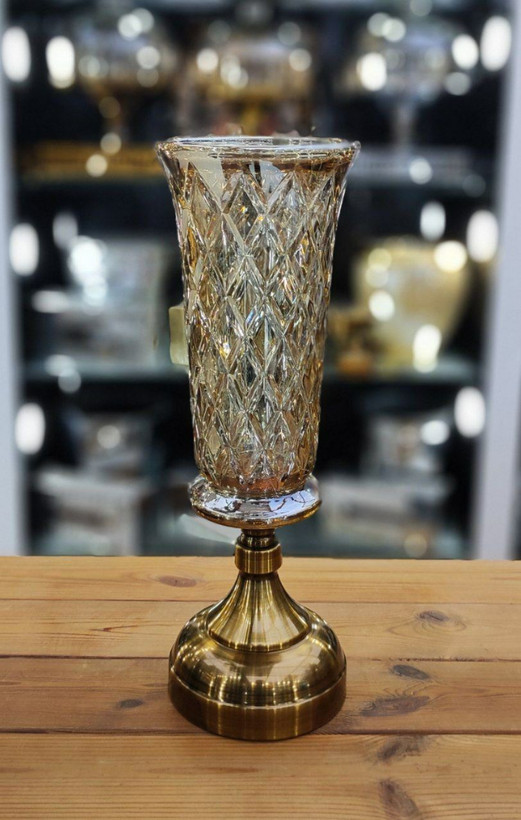 گلدان رومیزی پایه برنزی طرح دار