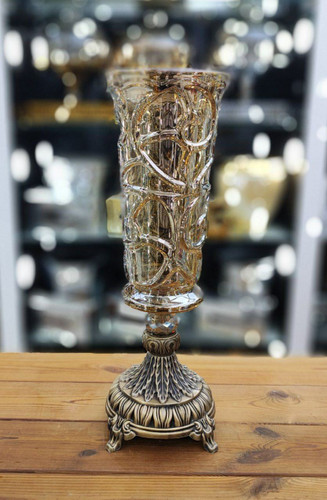 گلدان رومیزی بلور شامپاینی