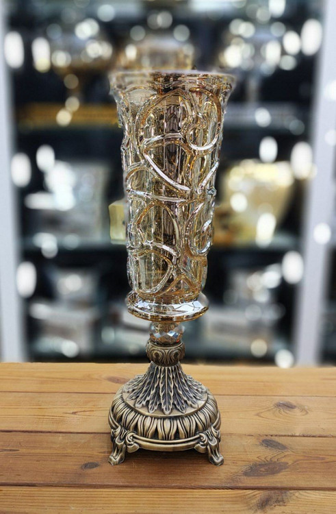 گلدان رومیزی بلور شامپاینی