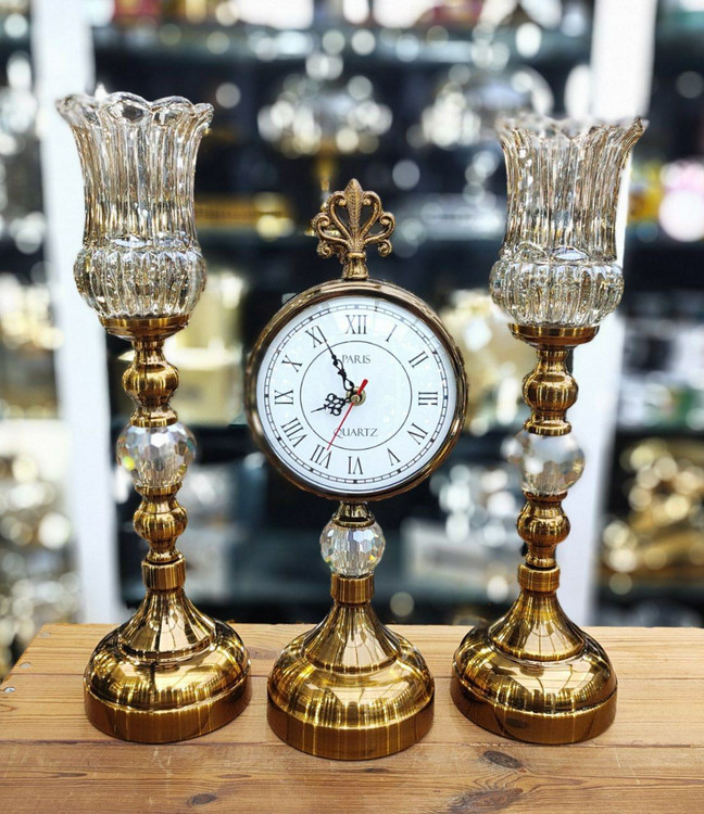 ست شمعدان رومیزی و ساعت