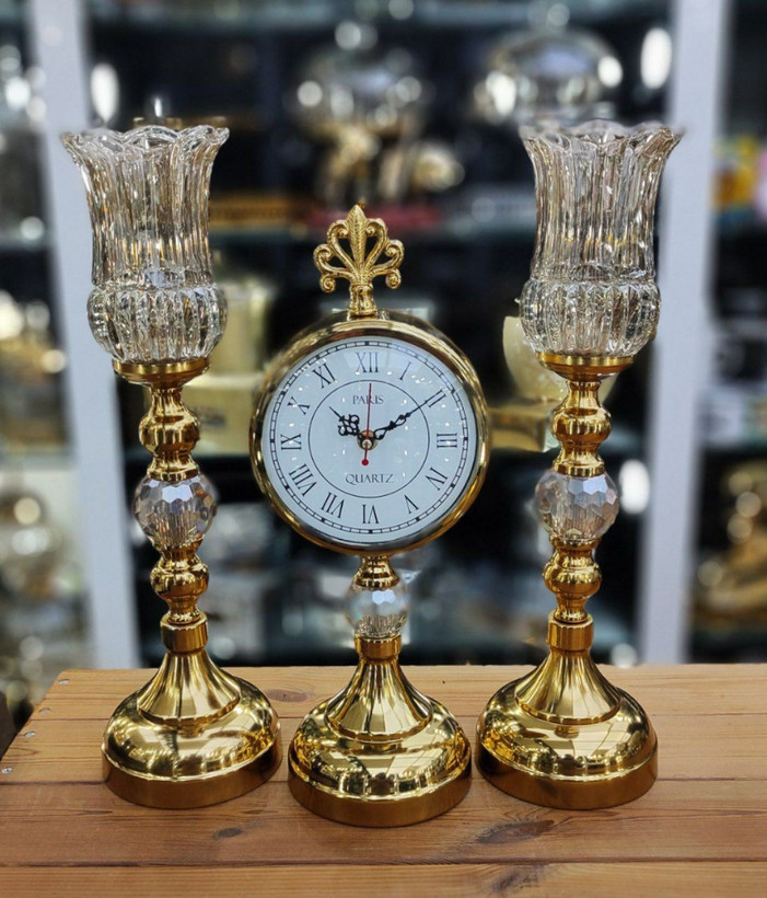 ست شمعدان رومیزی و ساعت