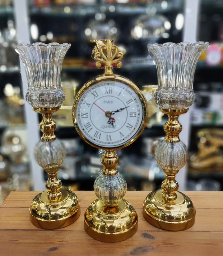 ست شمعدان رومیزی و ساعت