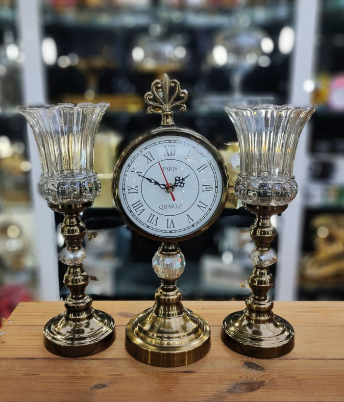 ست شمعدان رومیزی و ساعت