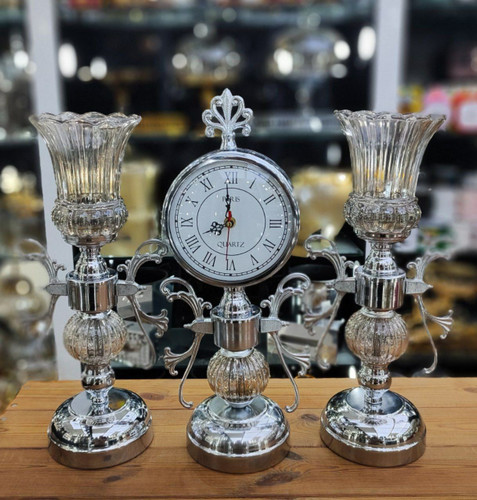 ست شمعدان رومیزی و ساعت
