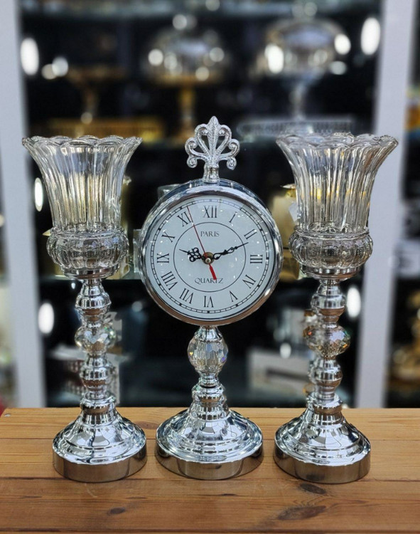 ست شمعدان رومیزی و ساعت