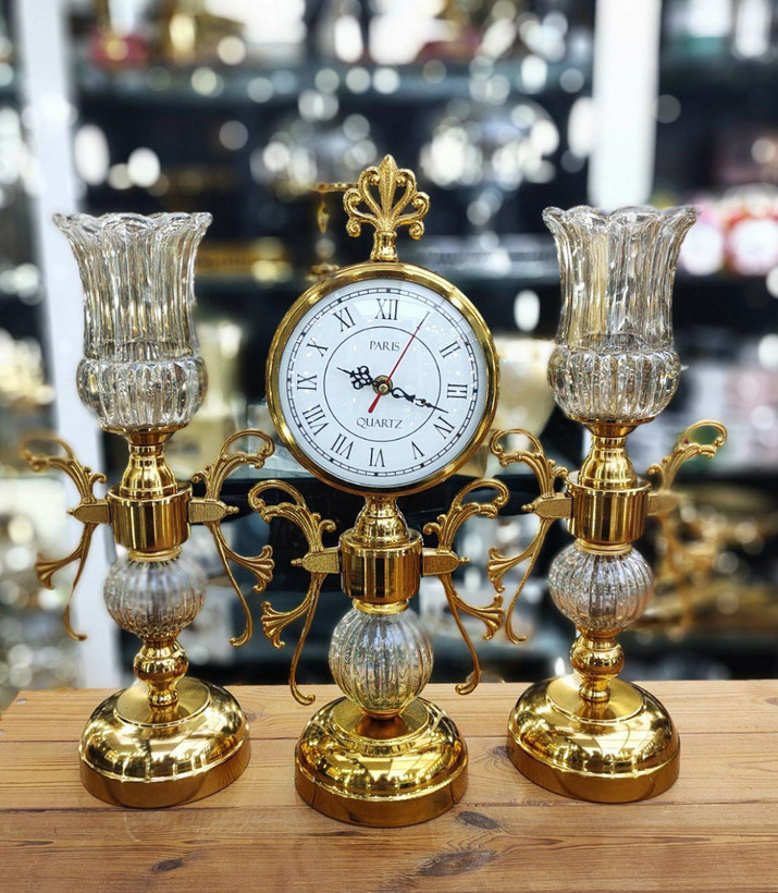 ست شمعدان رومیزی و ساعت