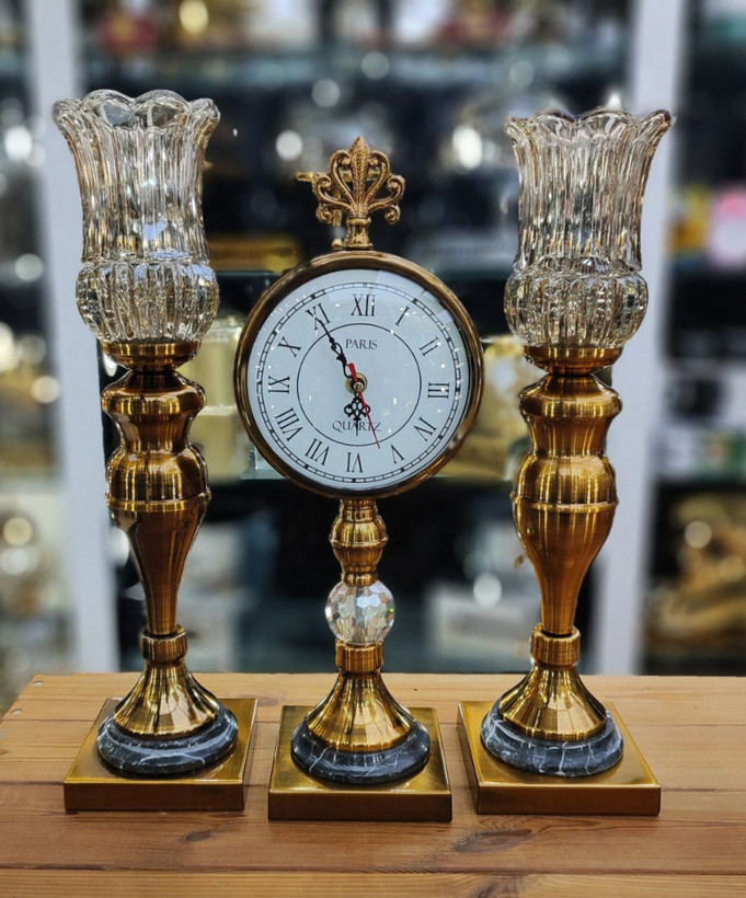 ست شمعدان رومیزی و ساعت