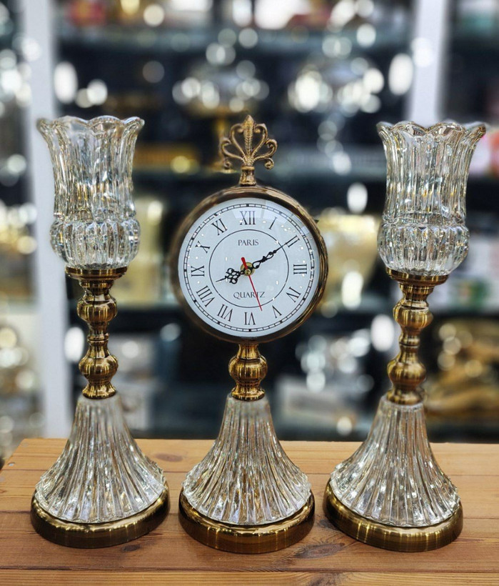 ست شمعدان رومیزی و ساعت