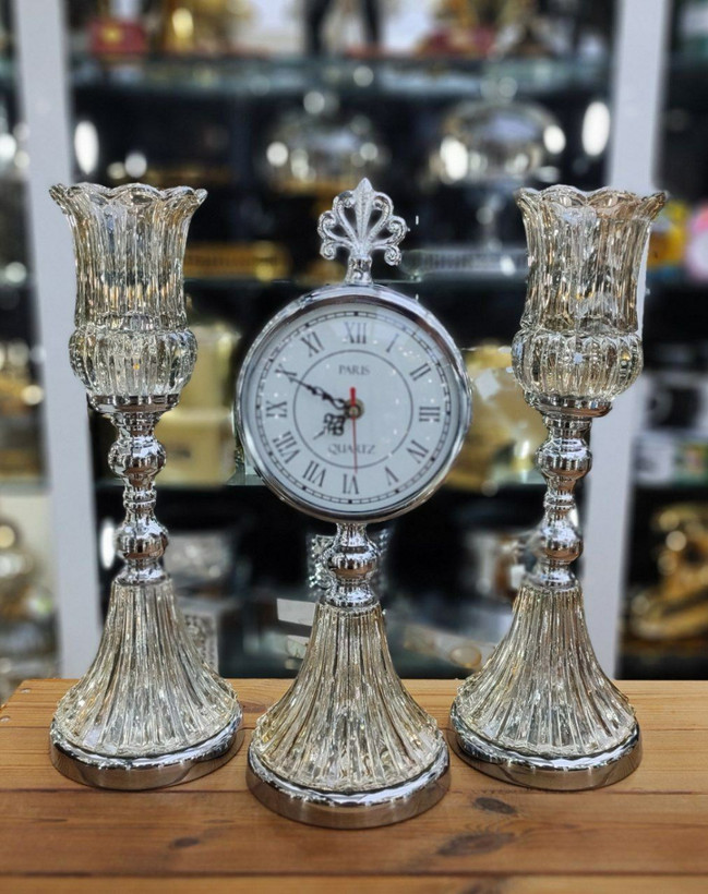 ست شمعدان رومیزی و ساعت