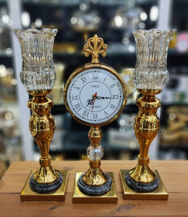 ست شمعدان رومیزی و ساعت