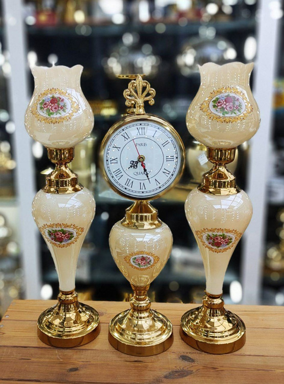 ست شمعدان رومیزی و ساعت