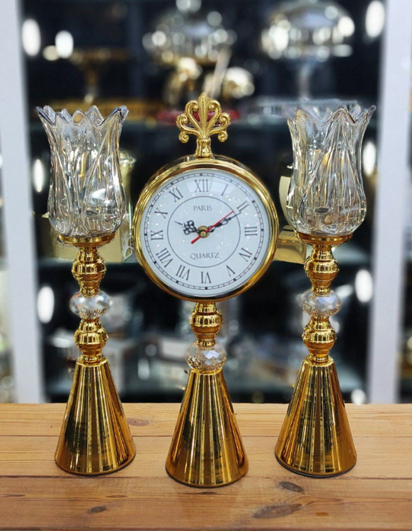 ست شمعدان رومیزی و ساعت