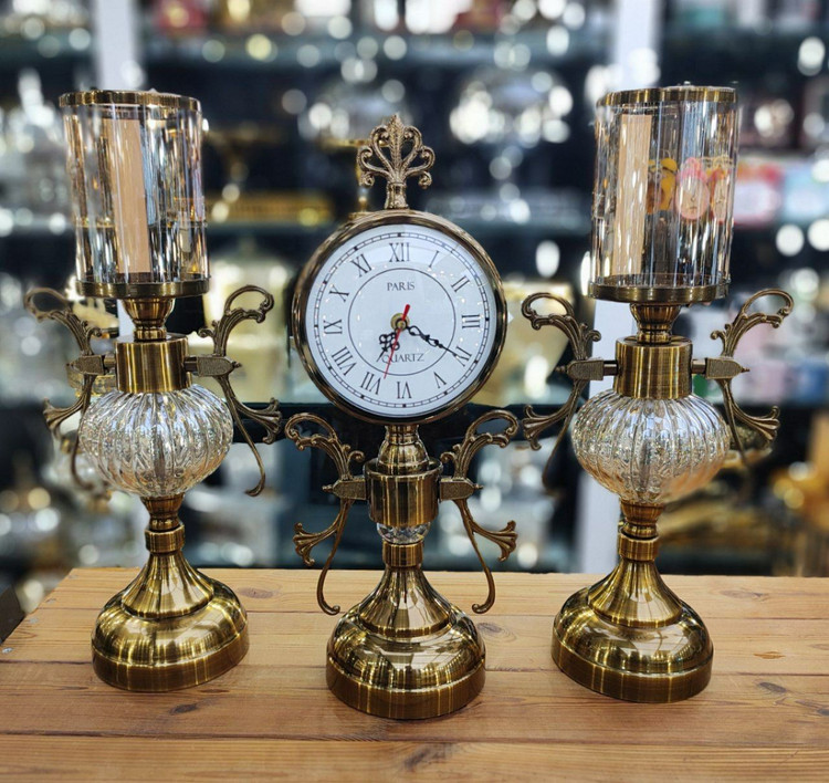 ست جاشمعی و ساعت رومیزی