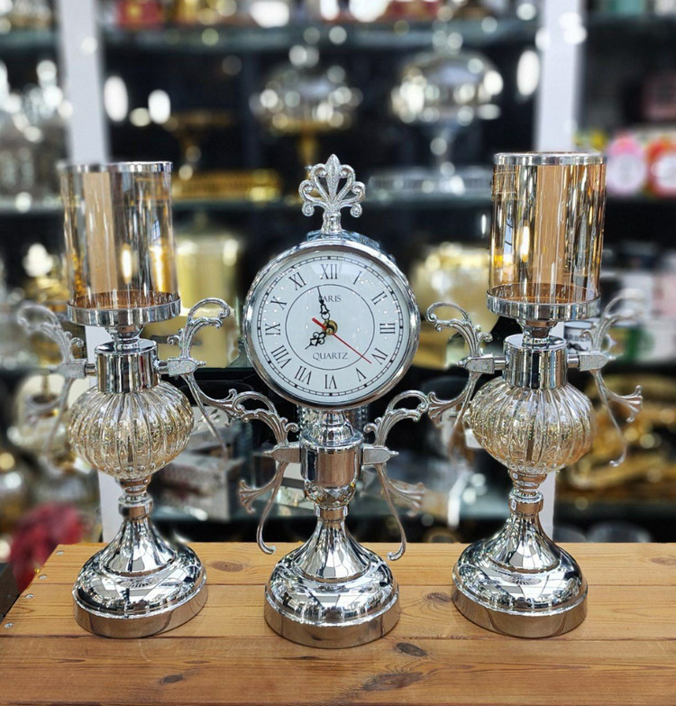 ست شمعدان رومیزی و ساعت