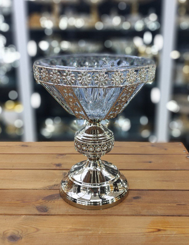 آجیل خوری پایه دار بلور رنگی رومیزی