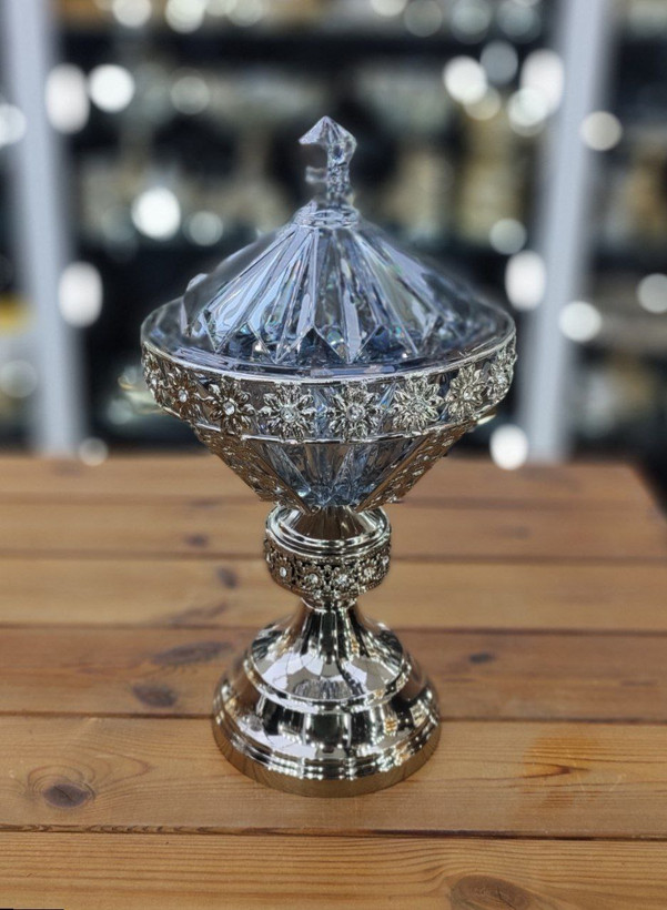 شکلات خوری پایه دار بلور رنگی رومیزی