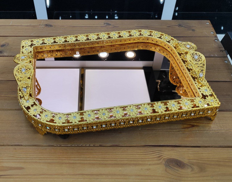 سینی آینه ای طلایی