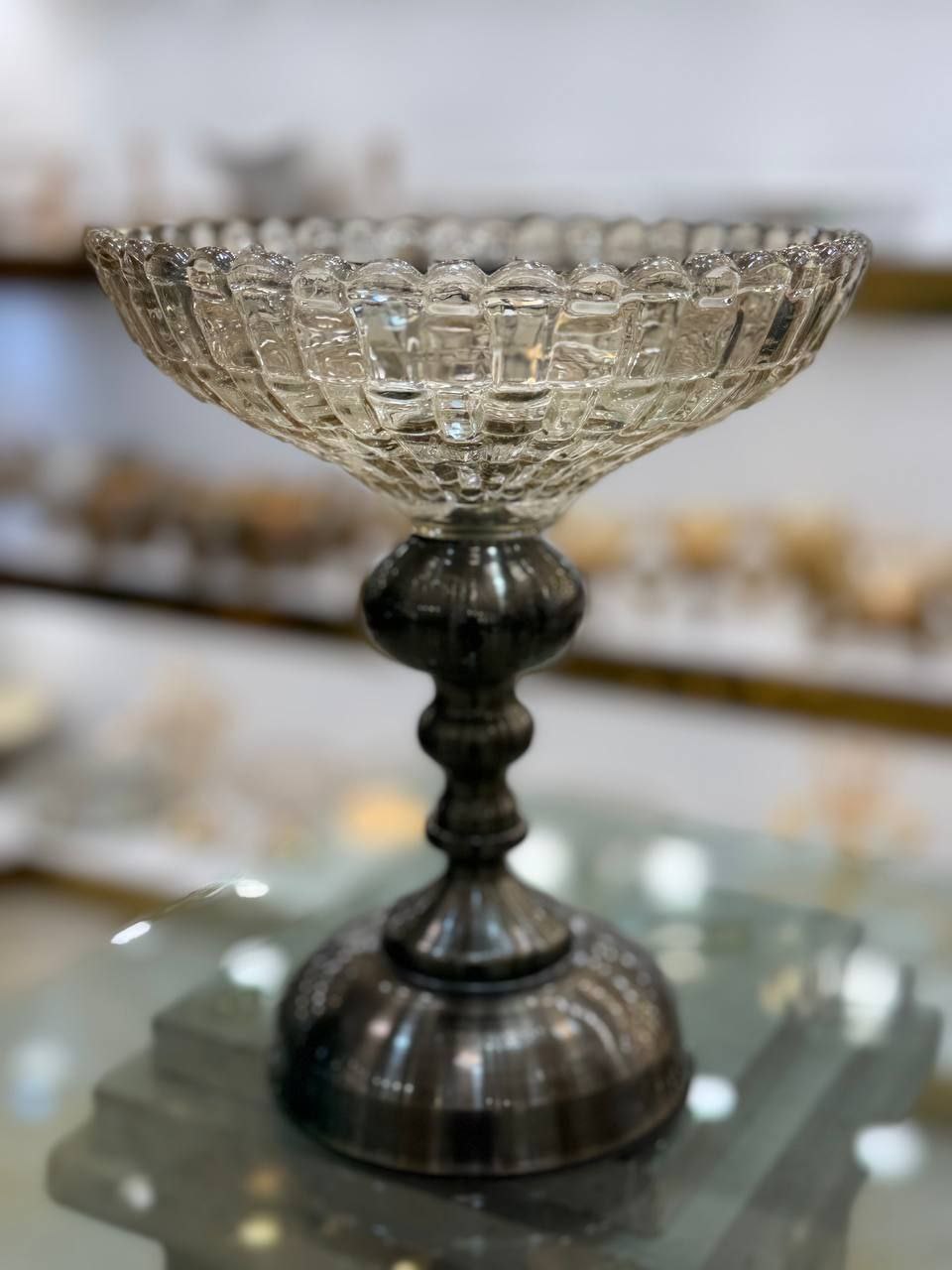 آجیل خوری پایه دار بلور رنگی
