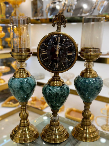 ست شمعدان و ساعت پایه دار رو میزی