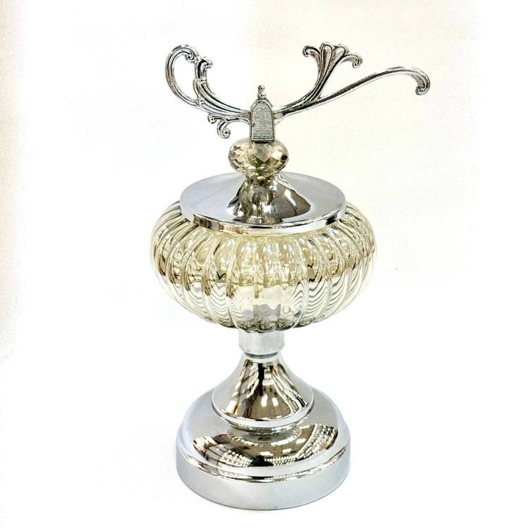 بانکه تاج دار کریستالی رنگ سیلور سایز کوچک کد7071