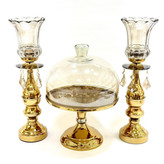 شمعدان و کاپ کیک پایه دار فلزی رنگ طلایی