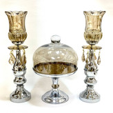 شمعدان و کاپ کیک پایه دار فلزی رنگ سیلور