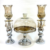 شمعدان و کاپ کیک پایه دار فلزی سیلور