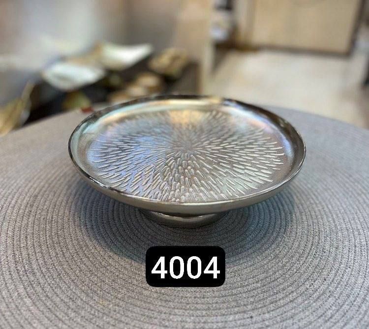 شیرینی خوری پایه دار آلمینیوم سیلور مدل اشکی کد4004