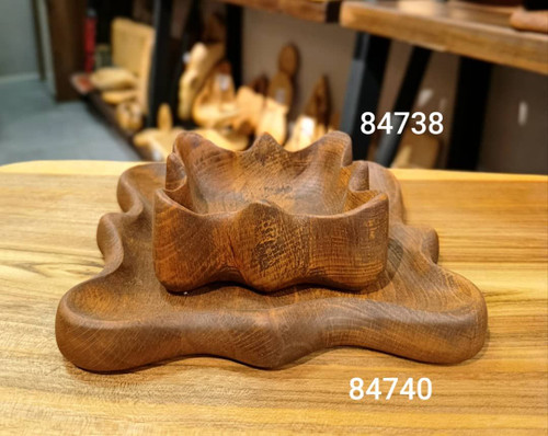 پیاله و پیش دستی چوبی مدل موج کد3206