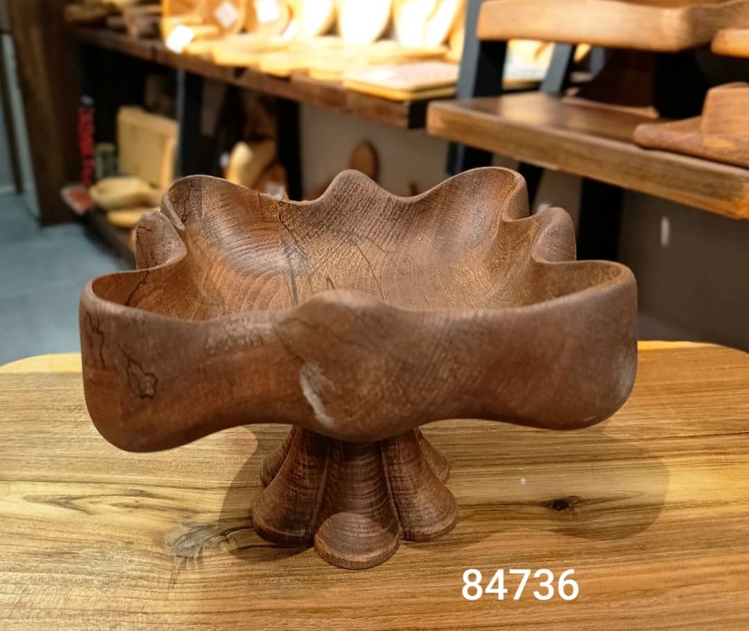 شکلاتخوری/آجیل خوری پایه دار چوبی مدل موج کد3208