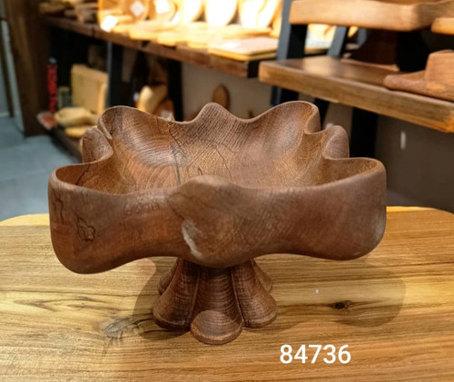 شکلاتخوری/آجیل خوری پایه دار چوبی مدل موج کد3208