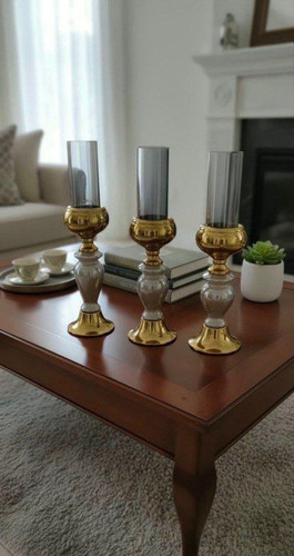 ست جاشمعی پایه دار رومیزی فلزی مدل استوانه کد940