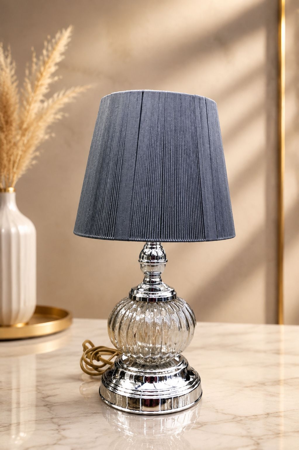 آباژور رومیزی مدل گوی خطی سیلور کد4531