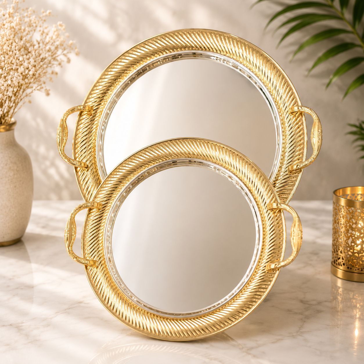 ست سینی گرد  پذیرایی استیل وارداتی ساخت چین کد6919